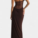 Castanza Asymmetrical Lace Maxi Dress