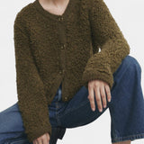 Chenda Short Plush Textured Cardigan