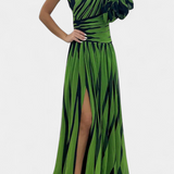 Bethania Elegant Maxi Dress with One Shoulder Stripes