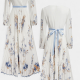 Phaedra Pleated Chiffon Maxi Dress with Balloon Sleeves