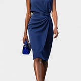 Mona Long Sleeve Midi Dress with Round Neck