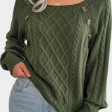Fien Knitted Sweater with Square Neck and Buttons
