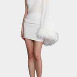 Nivalis Fitted Dress with Ruffles and V-Neck