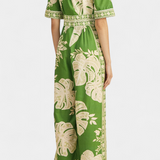 Elli Jumpsuit Green with Monstera Print