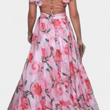 Shazia Long Printed Dress with Open Back