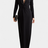 Talara Deep V Neck Fitted Maxi Dress