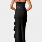 Cindy Midi Dress with Asymmetrical Ruffles