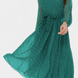 Cymene Midi Polka Dot Dress with Puff Sleeves
