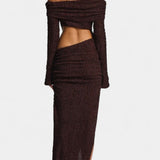 Fiammetta Maxi Dress with Ruching and High Slit