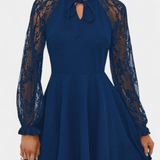 Jasella Floral Lace Mini Dress with Long Sleeves