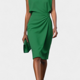 Mona Long Sleeve Midi Dress with Round Neck