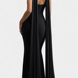 Faffienia Maxi Dress with Halter Neck and Keyhole Cut