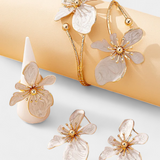 Floral Accessories Set: Bracelet + Earrings + Rings
