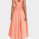 Margie Midi Dress with V-Neck and Romantic Floral Print