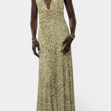 Melody Polka Dot Maxi Dress with Halter Neck and Ruched Waist