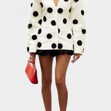 Clara V-Neck Blazer with Puffed Dots