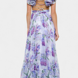 Shazia Long Printed Dress with Open Back