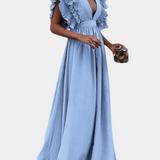 Lucera Elegant Maxi Dress with Flared Sleeves