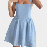 Kassandra Mini Dress Halter with Open Back and Flared Silhouette