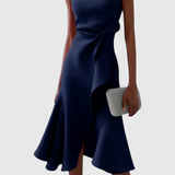 Claudia Asymmetrical Midi Dress with Elegant Draping