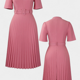 Seliora Midi Work Dress with Belt and Pleats
