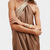 Rebecca Colour Block Irregular Maxi Dress with Open Back