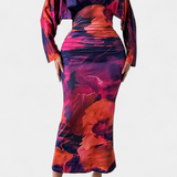 Eulalie Dress with Batwing Sleeves and V-Neck