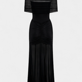 Alodia Maxi Dress with Mesh Cape