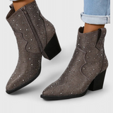 Berenice Elegant Boots with Patchwork and Side Zip
