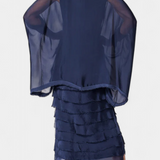 Rosaria Midi Dress with Ruffles and Frayed Edges