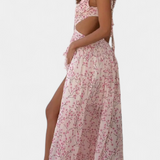 Zuleika Chiffon Dress with Ruffles and Side Slits