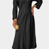 Riva Fluid Dress with V-Neck and Long Sleeves