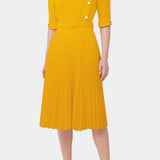 Zandie Pleated Dress with Decorative Buttons