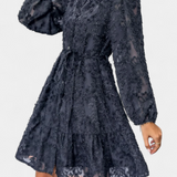 Soreia Button-Up Shirt Dress with Long Textured Sleeves