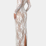 Adoria Long Lace Dress with Square Neck