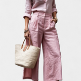 Sabina Loose Shirt and Capri Trousers Set in Pink
