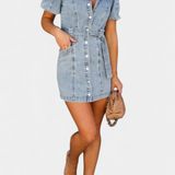 Orlena Washed Denim Mini Dress