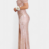 Off-Shoulder Mermaid Dress with Sequins