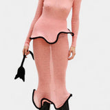 Stormi Knitted Skirt Set with Ruffled Edges