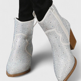 Berenice Elegant Boots with Patchwork and Side Zip