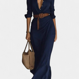 Souline Maxi Dress with Lapel and Long Sleeves