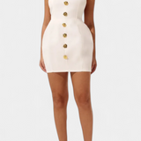 Yvonne Mini Dress with Halter Neck and Open Back with Floral Detail