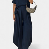 Trista Casual Set of Soft Top and Wide Leg Trousers