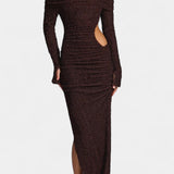 Fiammetta Maxi Dress with Ruching and High Slit