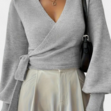 Persephone Cross-Back Strap Sweater with V-Neck