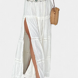 Dola Maxi Boho Skirt with Lace and Front Split