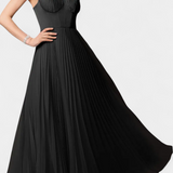 Ottilie Pleated Chiffon Dress with Sculpted Corset and Heart Neckline