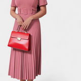 Seliora Midi Work Dress with Belt and Pleats