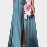 Radmila A-Line Dress with Black Bodice and Contrasting Floral Skirt