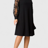 Bellezza Lace Dress with Long Sleeves and Round Neck